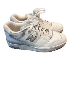 New Balance 550 White Sneakers with Silver Accents Size 10